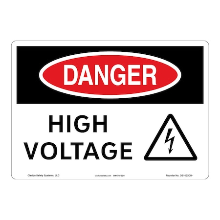 OSHA Compliant Danger/High Voltage Safety Signs Indoor/Outdoor Flexible Polyester (ZA) 14 X 10
